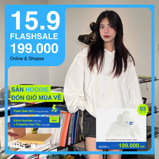 Áo Hoodie HBS LIGHTWEIGHT LOGO BOXY HOODIE - WHITE