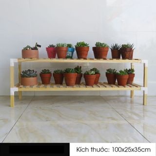 Kệ Để Giày 2 Tầng, Kệ Để Chậu Cây Gỗ Thông Mỹ 100x25x35CM - HOÀN TIỀN 100% NẾU KHÁCH KHÔNG HÀI LÒNG
