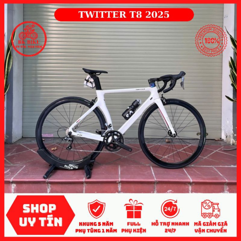 Xe Đạp Twitter T8 2025 | 3M Carbon, Nâng cấp Ghi Đông Đầu Cá Mập