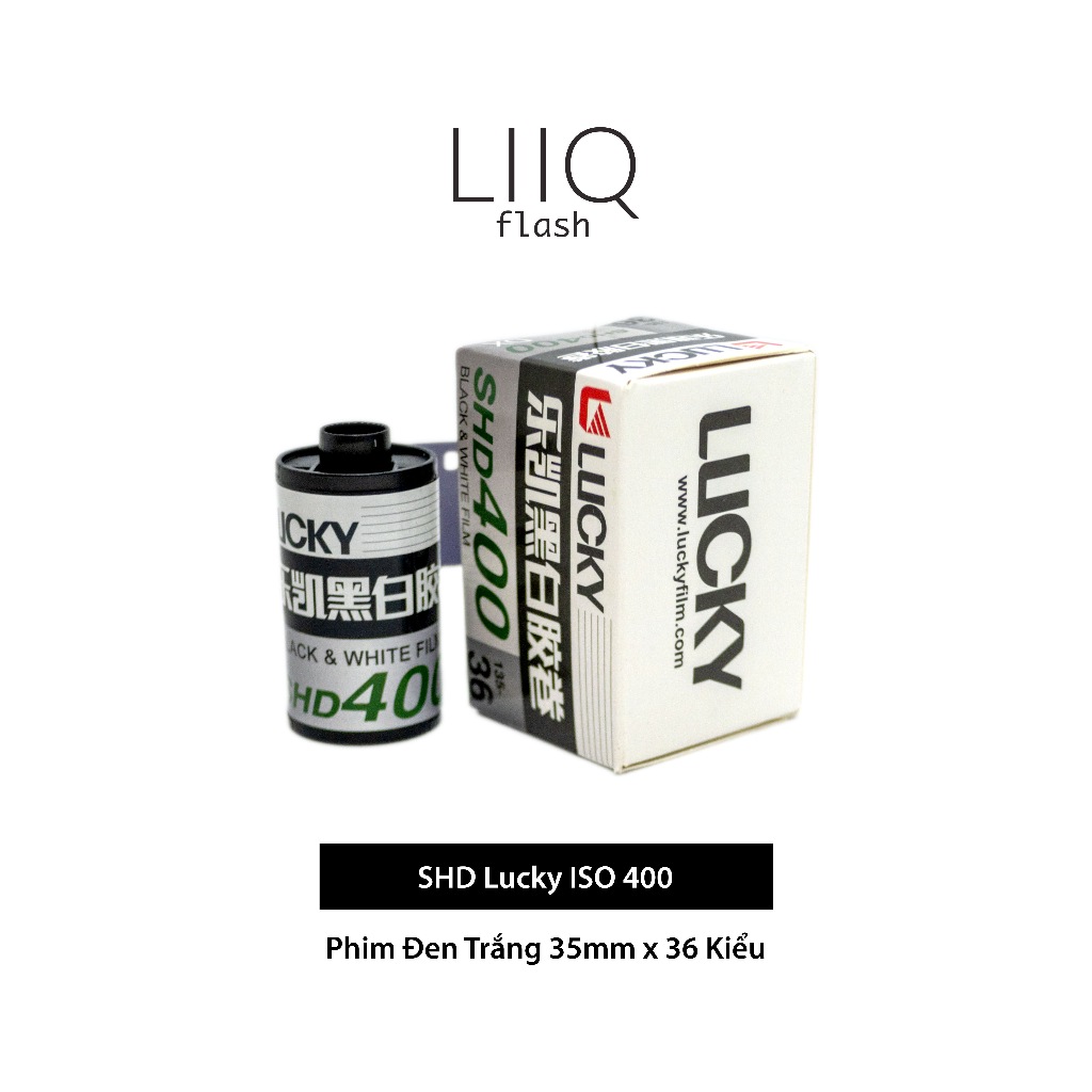 Phim SHD Lucky ISO 400, Đen Trắng B&W, 135/35mm x 36 Kiểu, In Date Cho Máy Chụp Ảnh Film - LIIQ Flash