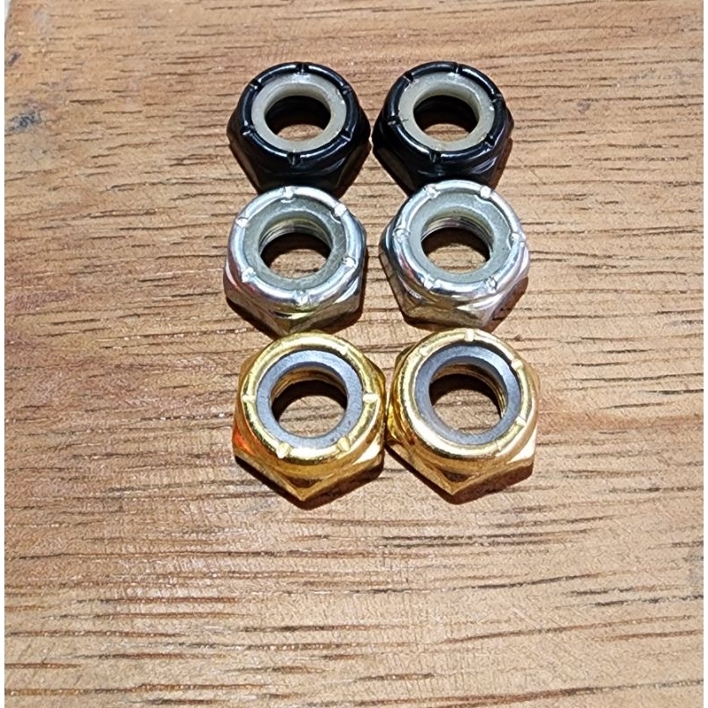 Replacement Wheels Nuts for Skateboard (x2)Mặt Ván Trượt Axle nuts for trucks Silver, gold & black