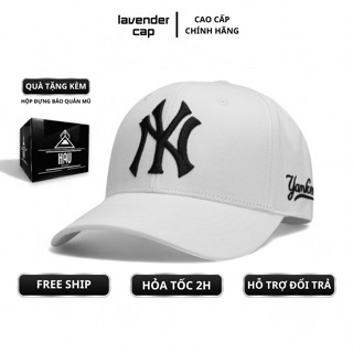 Nón kết lưỡi trai MLB NY trắng logo thêu đen mũ thời trang nam nữ hàng hiệu mlb cao cấp