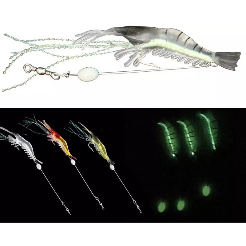 (Combo 2c)Mồi tôm giả dạ quang câu lure