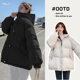 Áo khoác phao nữ có mũ, Áo phao béo đại hàn ulzzang dáng rộng nhiều màu hàng có sẵn DELIZ