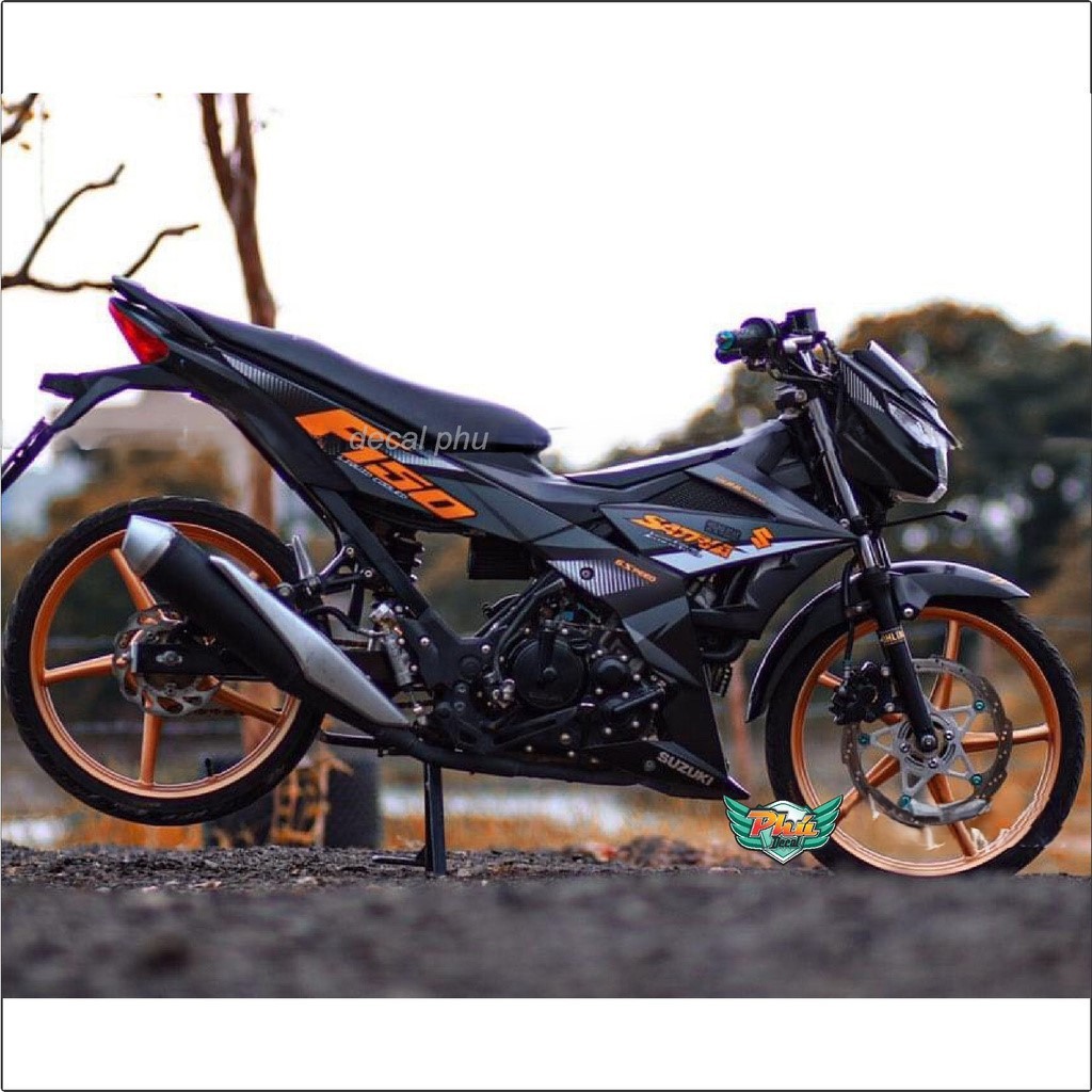 Tem Rời Satria cam đen nhám (J)