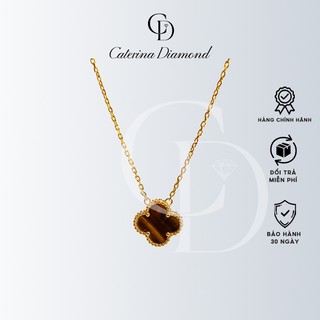 Dây chuyền nữ Caterina Diamond Lucky Four Leaf Gold Necklace With Wooden Brown Stone 6403BR