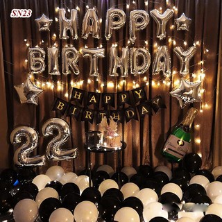  Set Bóng Sinh Nhật Happy Birthday Kèm Đèn Led Và Số Tuổi Nhiều Mẫu 
