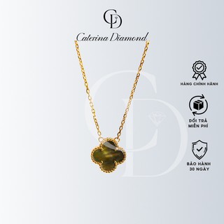 Dây chuyền nữ Caterina Diamond Lucky Four Leaf Gold Necklace With Black Pearl Inlay 6403BP