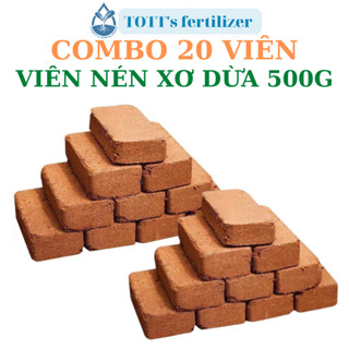 Viên nén viên xơ dừa combo 20 viên,viên 500g, đất sạch hữu cơ vi sinh, đất trồng cây TOTT’s fertilizer