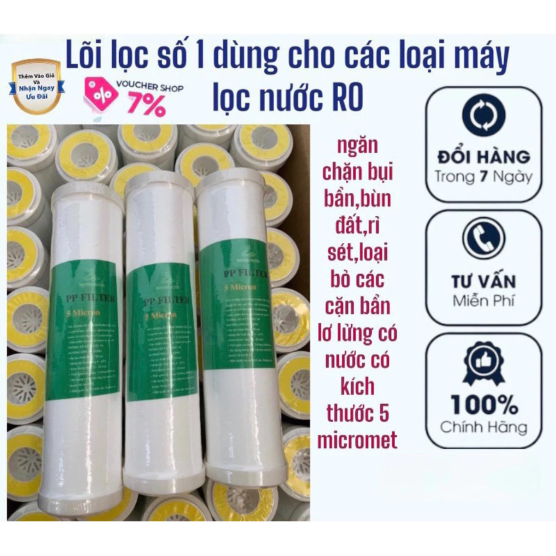 Combo 10 lõi lọc nước số 1, lọc thô số 1, sử dụng cho tất cả các máy lọc nước R.O trong gia đình (FREESHIP)