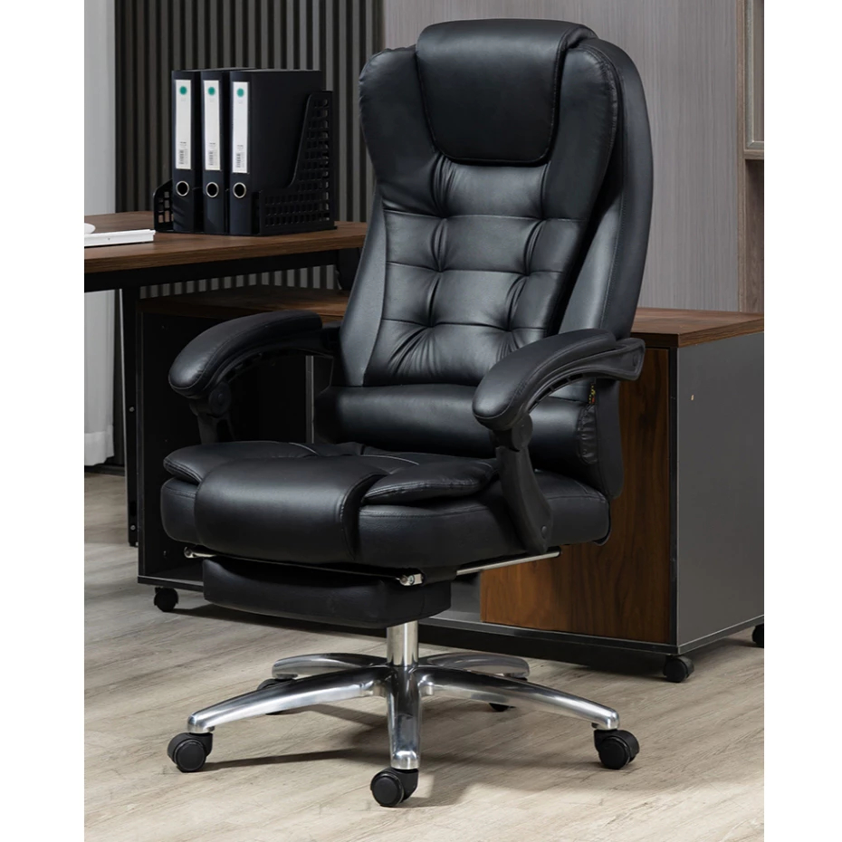 Ghế giám đốc nhập khẩu có mát xa rung, ghế xoay văn phòng ngả lưng tựa chân bọc da, ghế xoay gaming công thái học