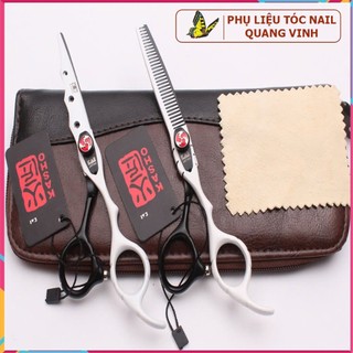 Bộ kéo cắt tóc Kasho HA 03 đen trắng (kéo tay phải)