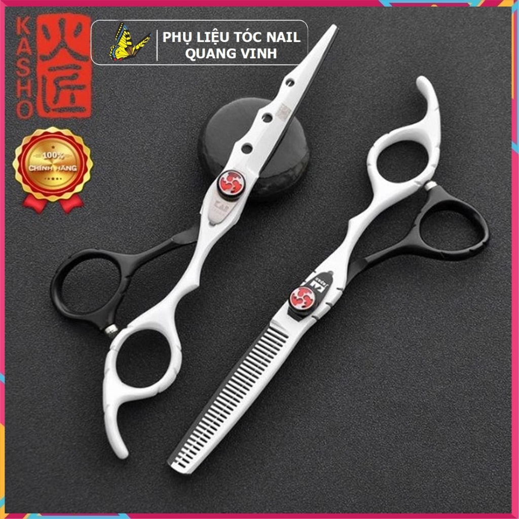 Bộ kéo cắt tóc Kasho HA 03 đen trắng (kéo tay phải)