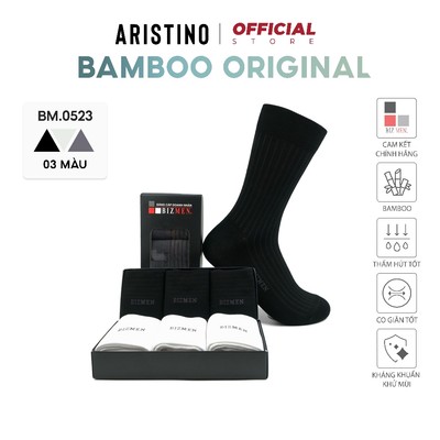 Combo 03 Đôi Tất, Vớ nam ARISTINO Bizmen cao cổ chất bamboo sợi tre kháng khuẩn, khử mùi - BM0523