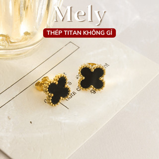 Bông tai họa tiết bốn cánh hottren sang trọng phong cách Hàn quốc dành cho nữ Mely  - H117