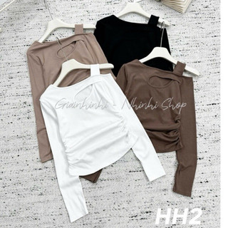 Áo thun khoét vai dáng ôm body, Áo kiểu thu đông dài tay quyến rũ AT7615 - NhiNhi Shop