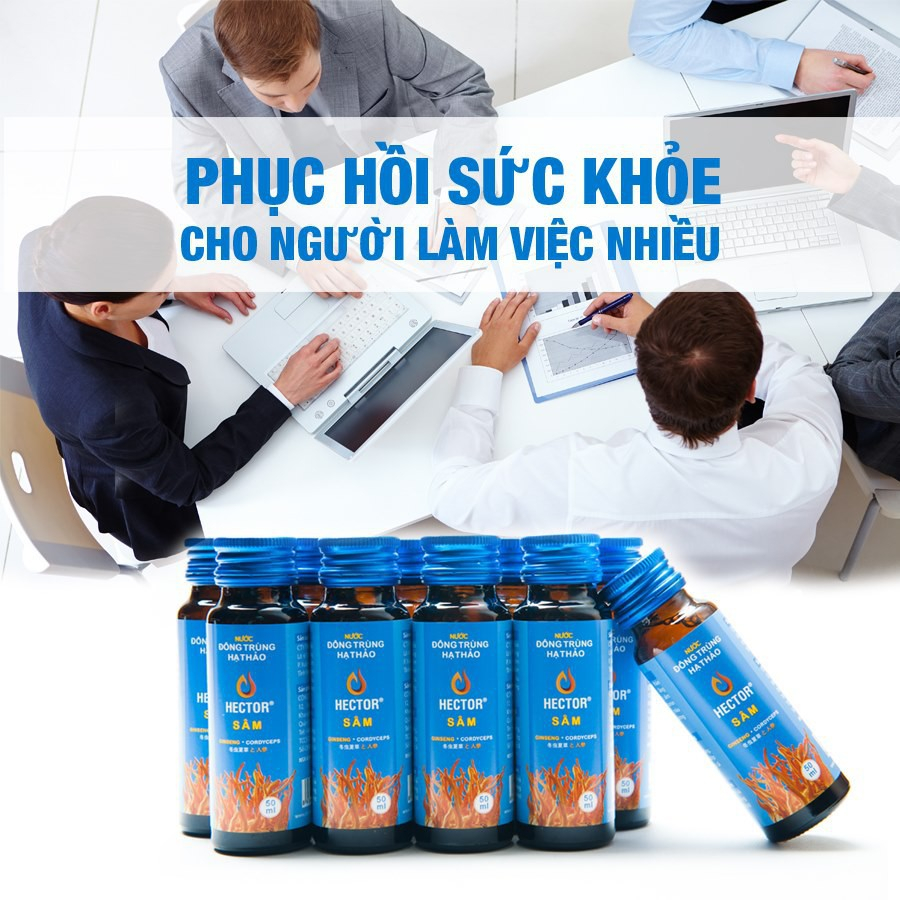 [TĂNG LỰC NHANH] Nước Đông Trùng Hạ Thảo Hector Sâm Hộp 10 Chai Hector Cordyceps Ginseng
