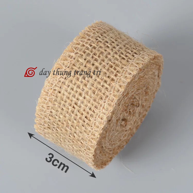 Cuộn ruy băng vải bố, 3cm, dài 5m, ruy băng vải đay, sỉ vải đay, handmade, decor. trang trí tiệc tùn