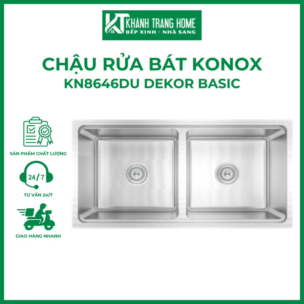 Chậu rửa bát KONOX KN8646DU DEKOR BASIC thiết kế 2 hố rộng rãi tiện dụng - Khánh Trang Home
