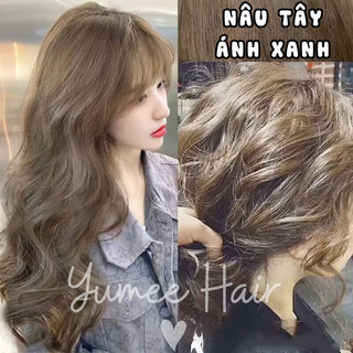 Combo Nhuộm Tại Nhà Màu NÂU TÂY ÁNH XANH Yumee Hair ( Tặng oxi dưỡng + Găng Tay + HDSD)