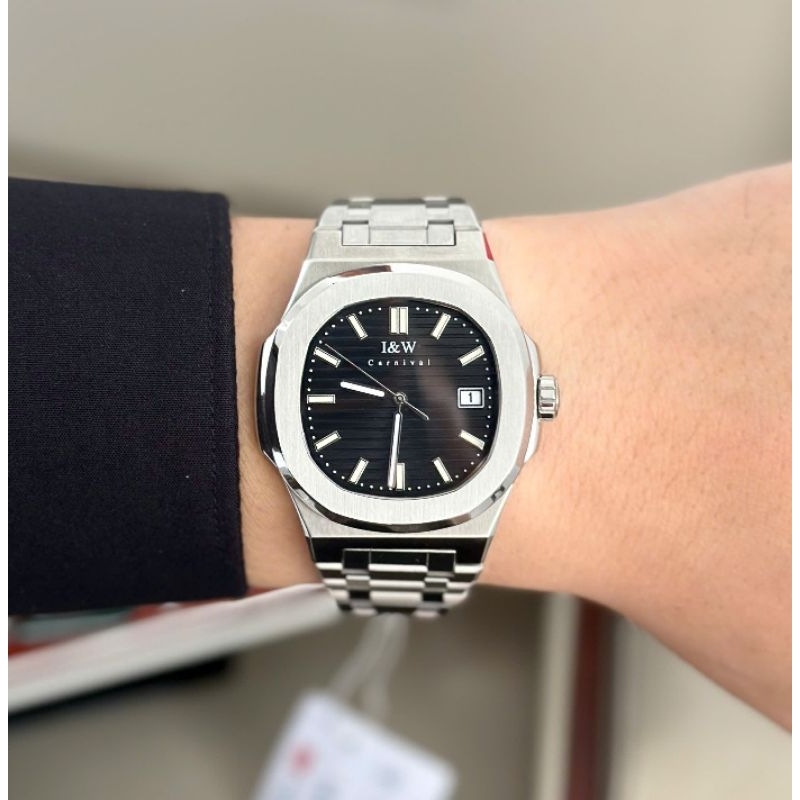 [Chính Hãng 100%] Đồng Hồ Nam Carnival IW 721G (721) Máy Cơ (Automatic)Japan Siz 41 Mặt Đen Kim Loại