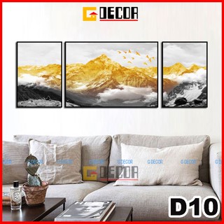 Tranh treo tường canvas 3 bức khung gỗ D10, tranh phong cảnh trang trí phòng khách, phòng ngủ, spa