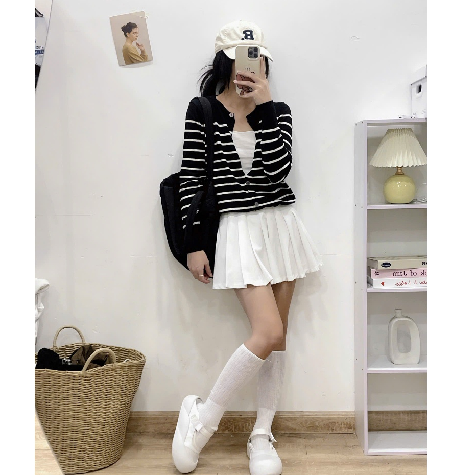 Áo Len Cardigan Kẻ Ngang Tay Dài BASIC Form Vừa 247store Áo Khoác Cardigan Đi Học Đi Làm Hàng Thu QC 9903 | BigBuy360 - bigbuy360.vn