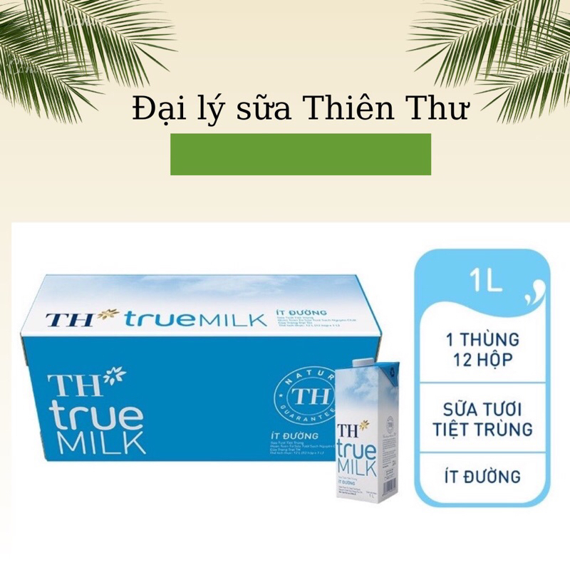 Thùng 12 hộp sữa tươi TH TRUE MILK ít đường 1 lít - date 9/2026
