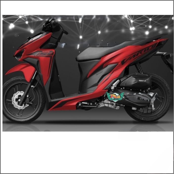 Tem Rời Vario Chi đen dán xe đỏ nhám (C)
