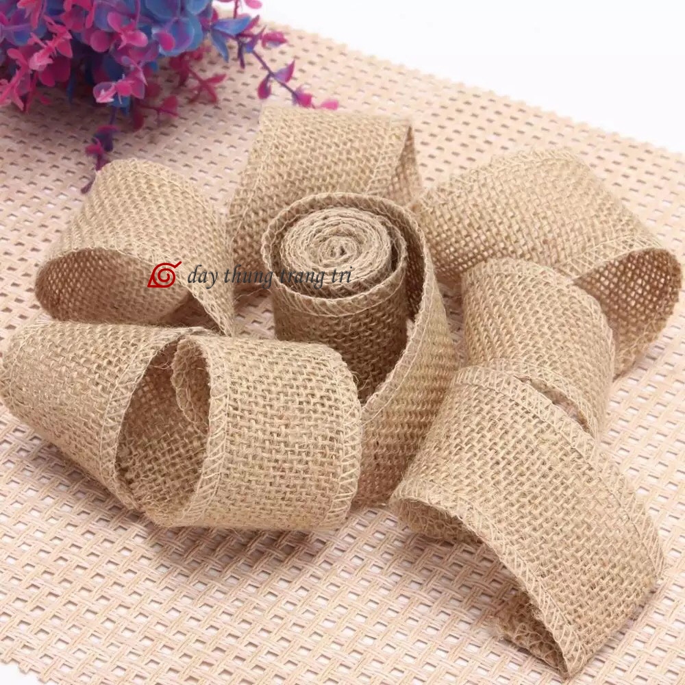 Cuộn ruy băng vải bố, 5cm dài 5m, ruy băng vải đay, sỉ vải đay, handmade, decor. trang trí tiệc tùng