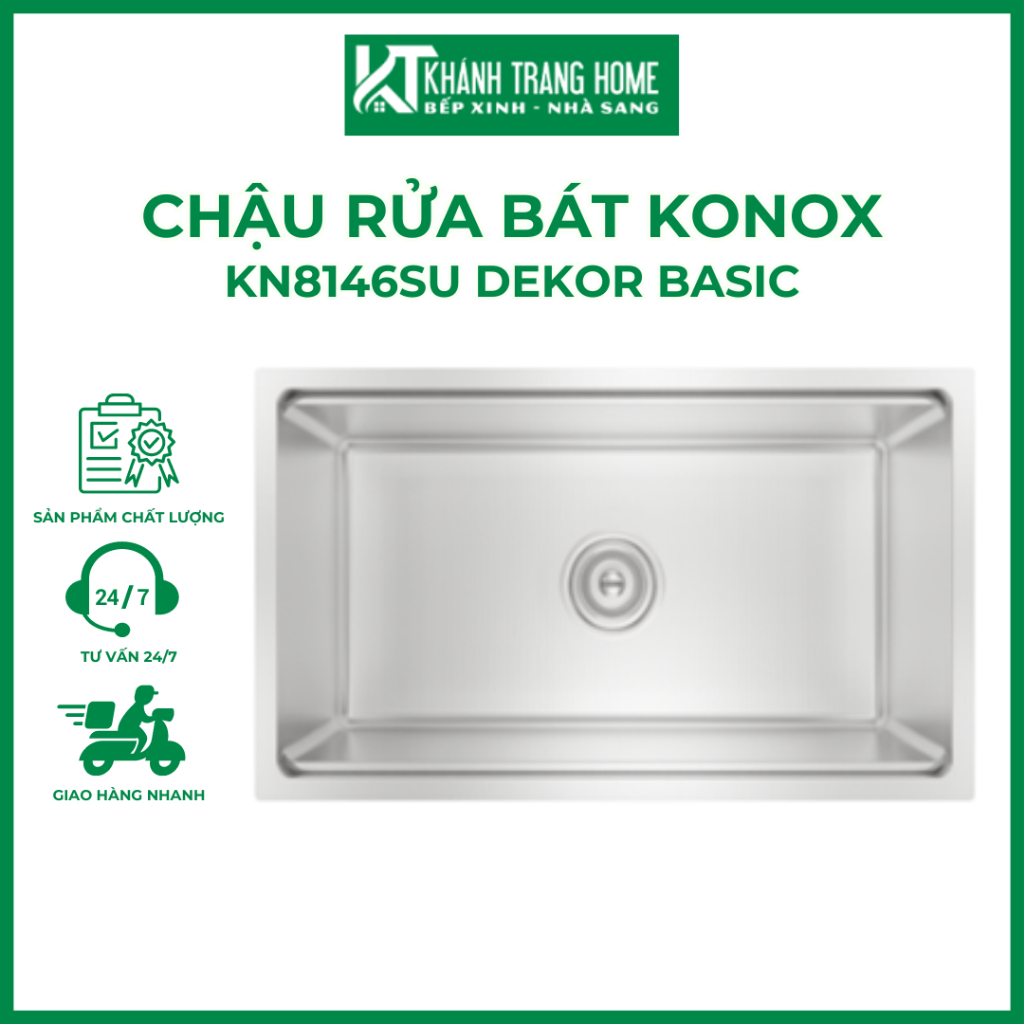 Chậu rửa bát KONOX Sink KN8146SU Dekor Basic chậu 1 hố kích thước rộng - Khánh Trang Home