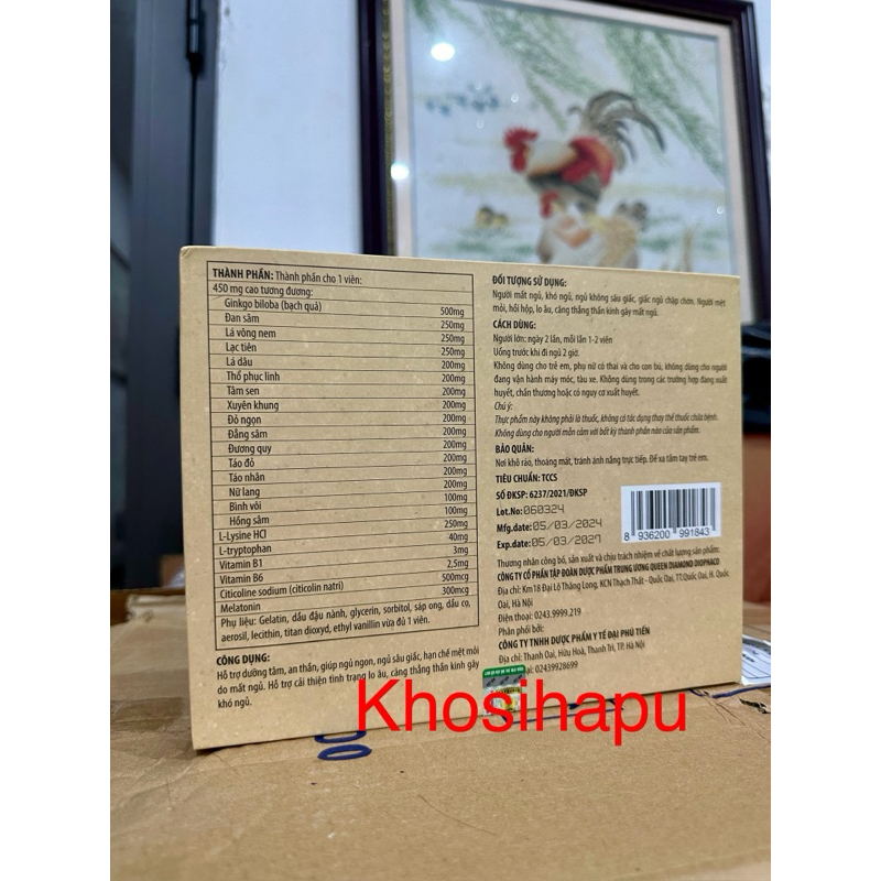 Viên uống Ngủ ngon dưỡng tâm an thần giúp giảm stress an thần cho giấc ngủ ngon khoẻ mạnh 60 viên chính hãng