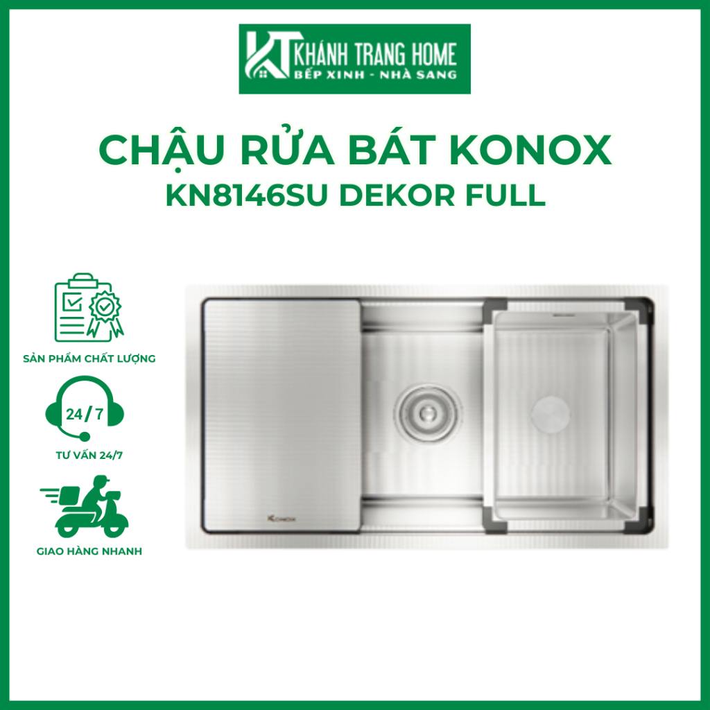 Chậu rửa bát KONOX Sink KN8146SU Dekor Full thiết kế hiện đại tiện lợi - Khánh Trang Home