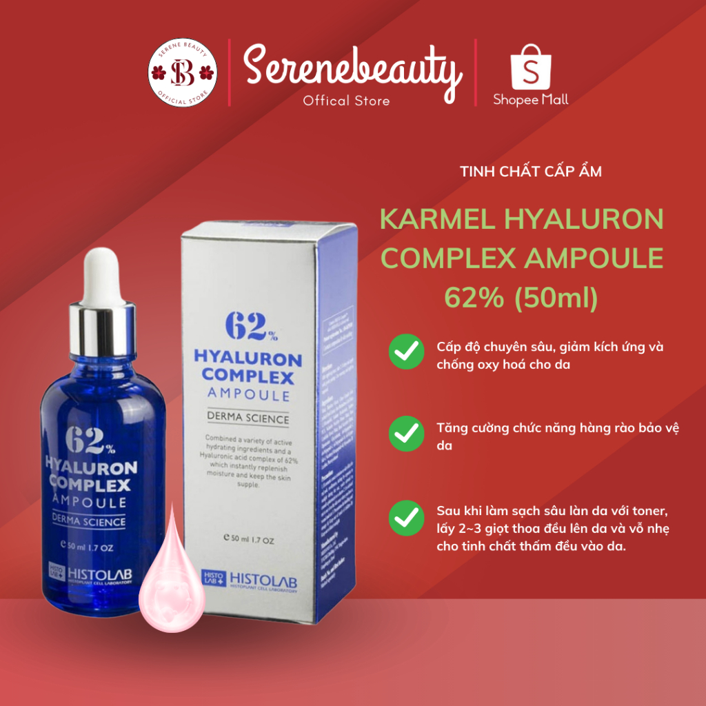 TINH CHẤT CẤP ẨM KARMEL HYALURON COMPLEX AMPOULE 62% (50ml)