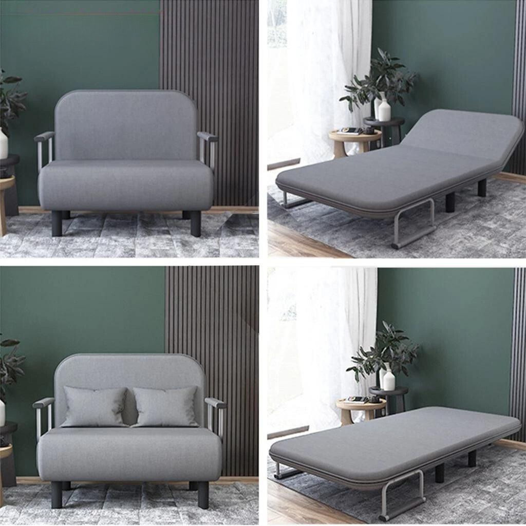 Ghế sofa giường gấp gọn khung thép có khóa kéo để WC, Sofa giường vải nỉ thô chống thâm hút mồ hôi (Miễn Phí Vận Chuyển)