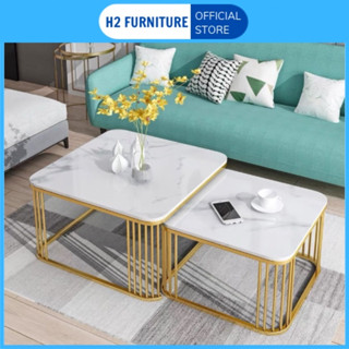  Cặp bàn trà sofa vuông mặt đá Ceramic chống ố thích hợp cho không gian nhỏ gọn lồng được vào nhau 