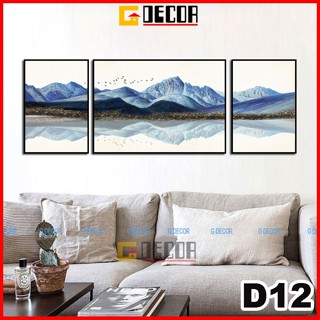 Tranh treo tường canvas khung gỗ 3 bức D12, tranh phong cảnh trang trí phòng khách, phòng ngủ, spa