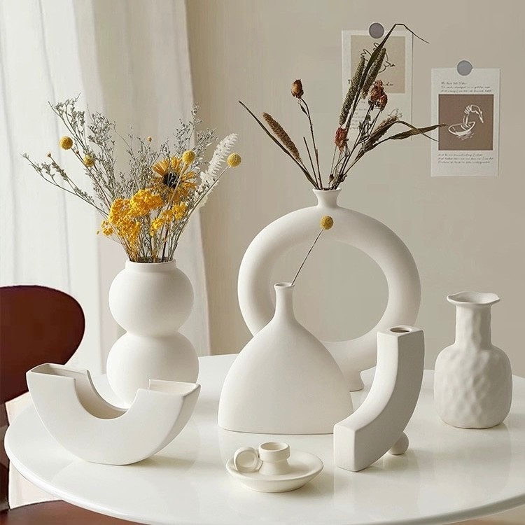 Bình Hoa Nhựa Giả Gốm Bắc Âu Decor Trang Trí Nhà Cửa Phong Cách Hiện Đại