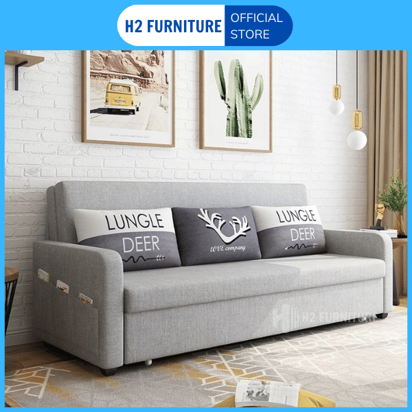 Giường sofa thông minh đa năng cao cấp kéo ra thành giường chịu lực lớn nệm có thể tháo ra giặt H2