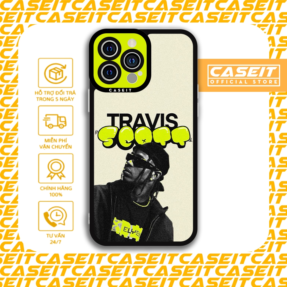 Ốp lưng iphone cạnh vuông Caseit Travis Scott hiphop rapper art 8/8plus/x/xs/11/12/13/14/pro/max/plu