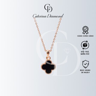 Dây chuyền nữ Caterina Diamond Rose Gold Four-leaf Black Stone Flower Necklace 6392RG