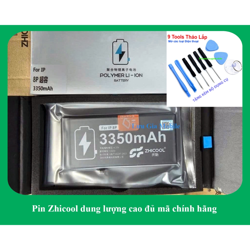 Pin Zhicool dung lượng cao đủ mã từ 5SE đến 14 Promax chính hãng - Tặng bộ dụng cụ tháo