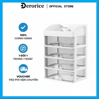 Derorice Hộp đựng đồ để bàn dạng ngăn kéo Tủ đựng mỹ phẩm Minh bạch và có thể nhìn thấy