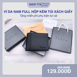 Ví/Bóp Da Nam Pedro Trơn Full Hộp Kèm Túi Xách Giấy Hãng
