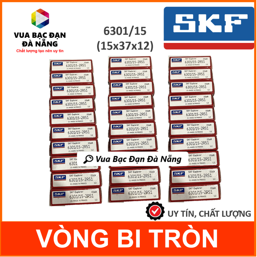 Vòng bi bạc đạn SKF FAG 6301/15, 6301-15, 15x37x12, 15/37/12 dùng chế mâm xe Exciter lỗ 15 lưng 37 -