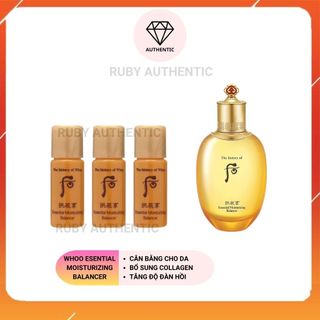  10 Chai Sample 5ml Nước Hoa Hồng Whoo Vàng thanh lọc da tăng độ đàn hồi bổ sung collagen Whoo Essential Moisturi 