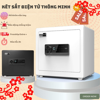 Két Sắt Mini Gia Đình Văn Phòng Khóa Vân Tay Khóa Số, Két Sắt Điện Tử Thông Minh An Toàn Hiện Đại Gắn Tường Tủ 40Cm