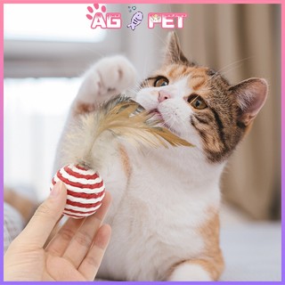Bóng cối đồ chơi có lông vũ cho mèo,Pet Kitten Ball Đồ chơi tinh tế Đồ chơi mèo Bóng ném nhẹ Đồ chơi tương tác thú vị