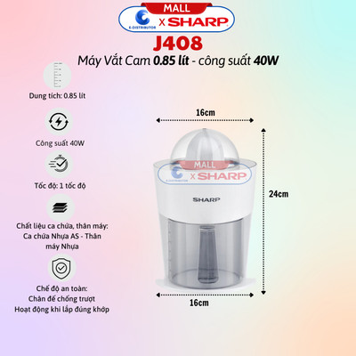 [HỎA TỐC] Máy vắt cam Sharp EJ-J408-WH - Hàng chính hãng