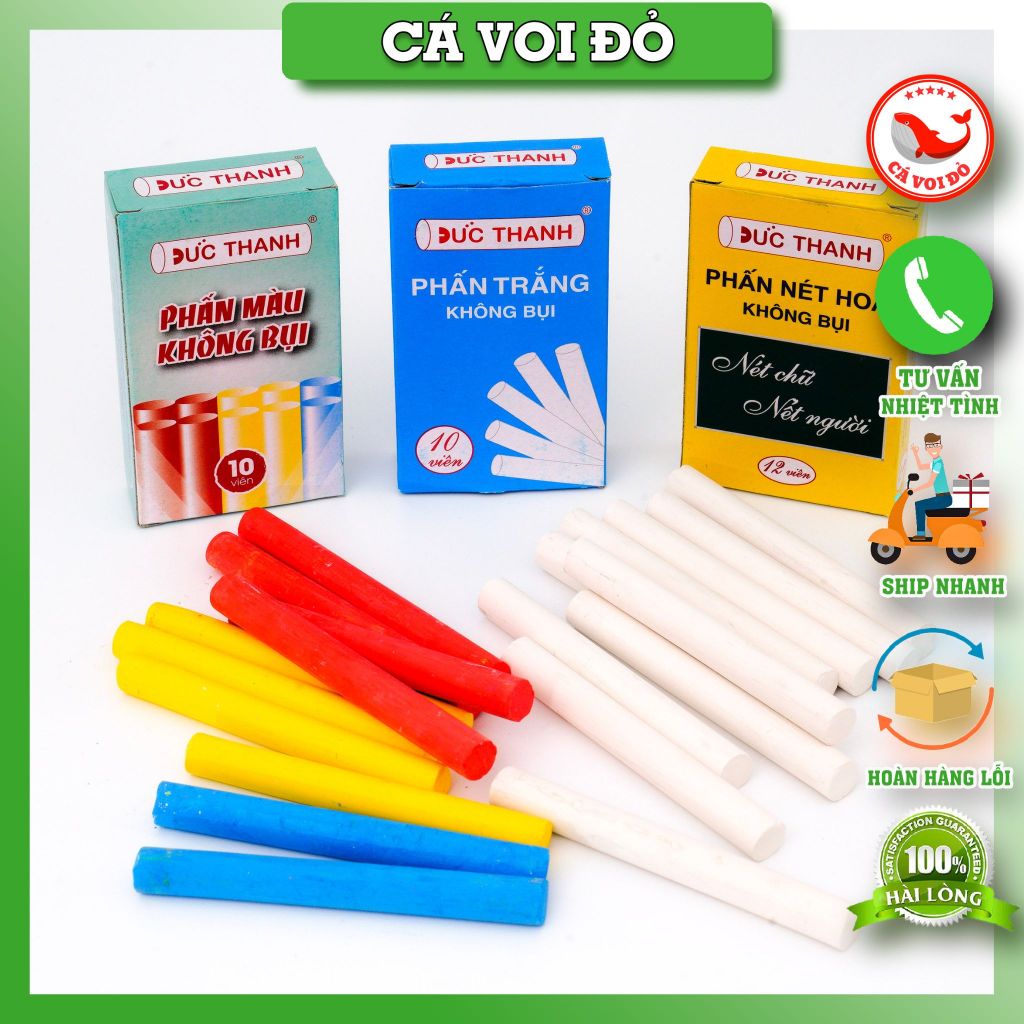 (cókhắctên) phấn Đức Thanh siêu rẻ / Phấn viết bảng đen / phấn không bụi (phấn trắng/ phấn màu/ phấn mỹ thuật )